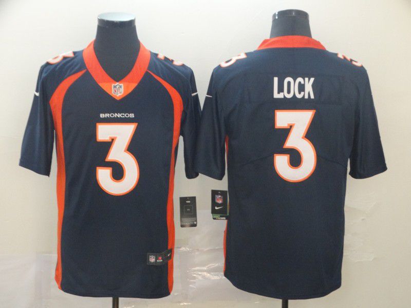 Men Denver Broncos 3 Lock Blue Nike Vapor Untouchable Limited Player NFL Jerseys